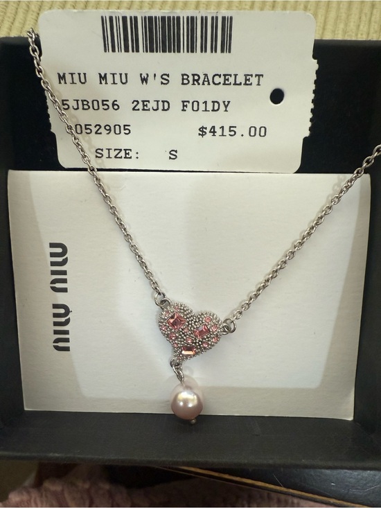 Miu Miu Jewelry - Miu Miu Silver Heart bracelet with Pink Crystals and Pink Pearl Drop